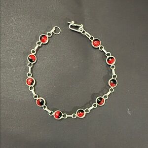 950 Sterling Silver Huayruro Seeds
Peruvian Bracelet 7.5 In